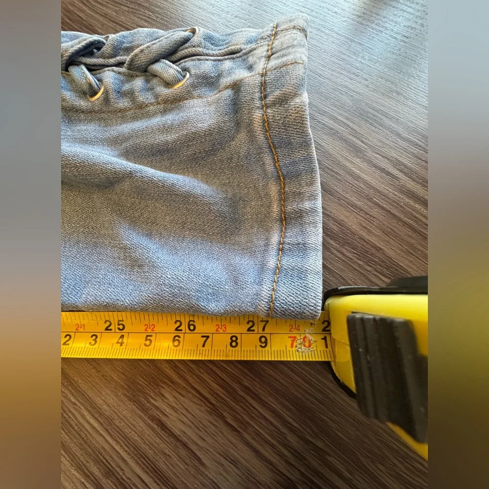AKIRA Light Blue Skinny Jeans with Tie Accents